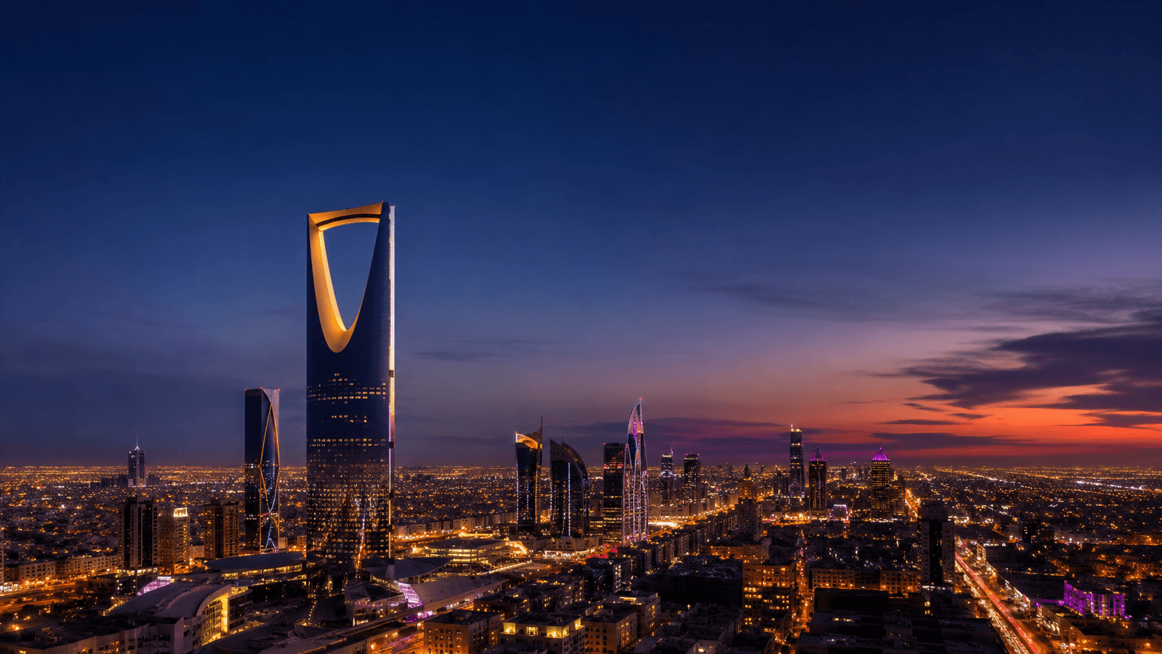 Riyadh skyline at dusk